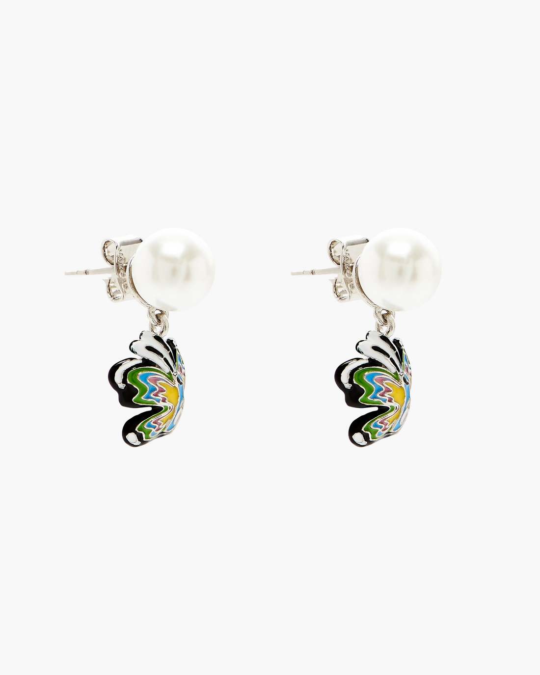 Hattie Stewart X Marc Jacobs Butterfly Pearl Earrings Silver/Multi Marc Jacobs
