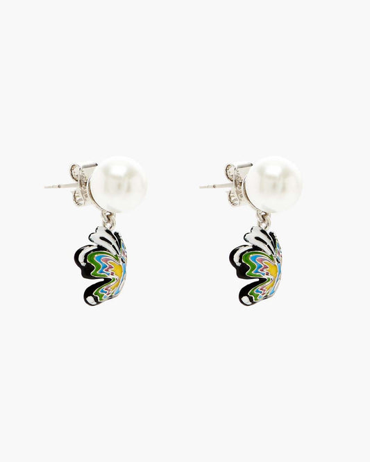 Hattie Stewart X Marc Jacobs Butterfly Pearl Earrings Silver/Multi Marc Jacobs