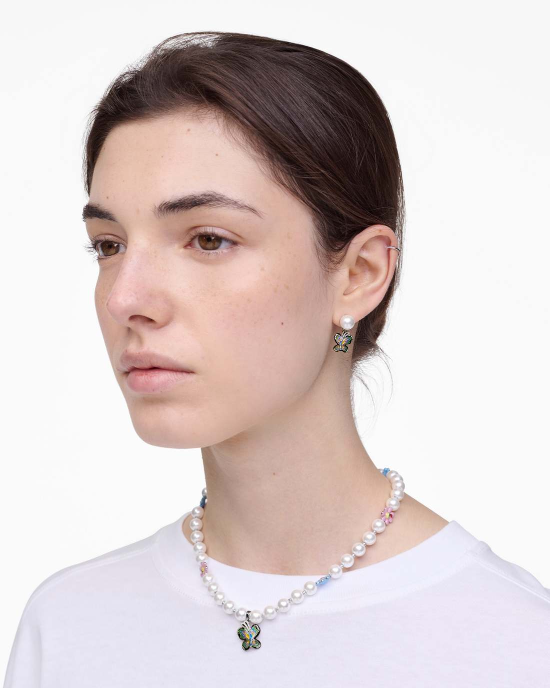 Hattie Stewart X Marc Jacobs Butterfly Pearl Earrings Silver/Multi Marc Jacobs