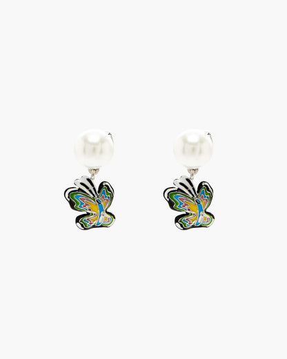 Hattie Stewart X Marc Jacobs Butterfly Pearl Earrings Silver/Multi Marc Jacobs