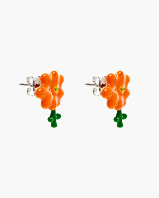 David Shrigley X Marc Jacobs Joy Flower Stud Earrings Silver/Orange Marc Jacobs