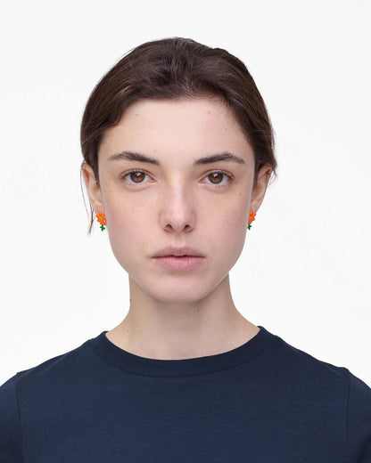 David Shrigley X Marc Jacobs Joy Flower Stud Earrings Silver/Orange Marc Jacobs