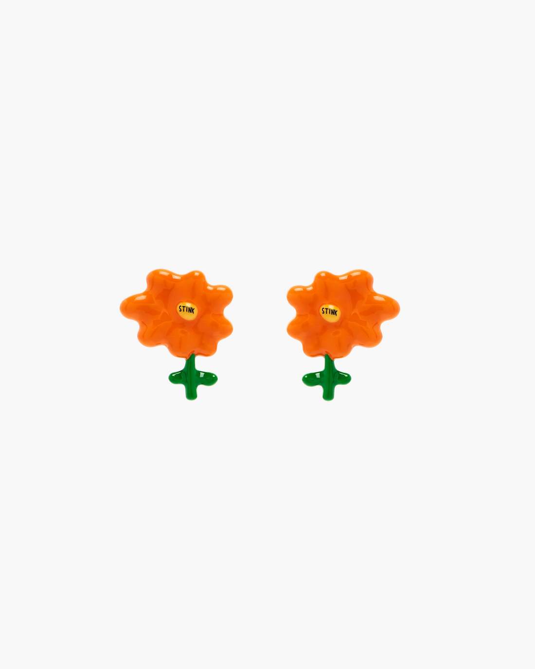 David Shrigley X Marc Jacobs Joy Flower Stud Earrings Silver/Orange Marc Jacobs