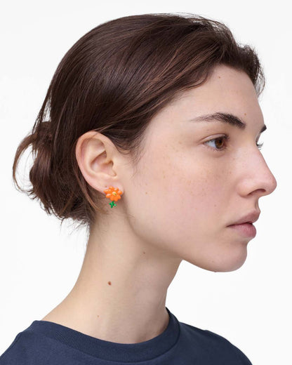 David Shrigley X Marc Jacobs Joy Flower Stud Earrings Silver/Orange Marc Jacobs