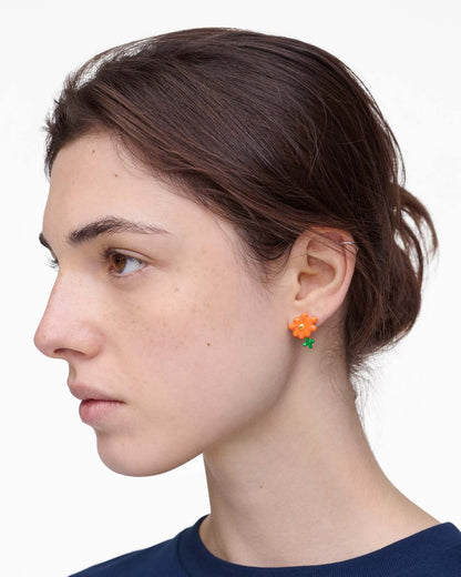 David Shrigley X Marc Jacobs Joy Flower Stud Earrings Silver/Orange Marc Jacobs
