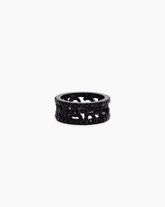The Monogram Pave Ring Black/Black Crystal Marc Jacobs