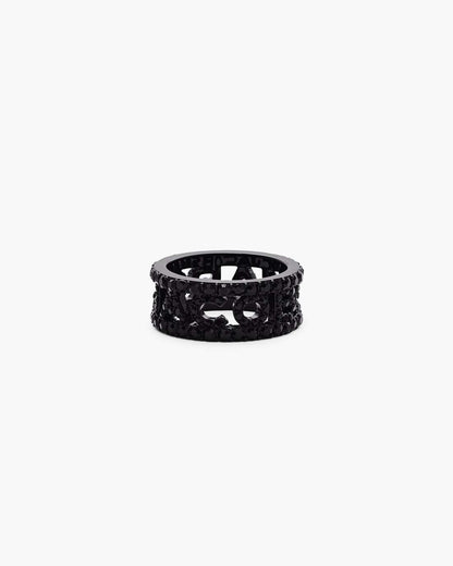 The Monogram Pave Ring Black/Black Crystal Marc Jacobs