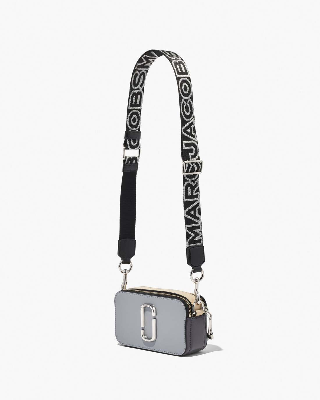 The Thin Outline Logo Webbing Strap Black/Silver Marc Jacobs