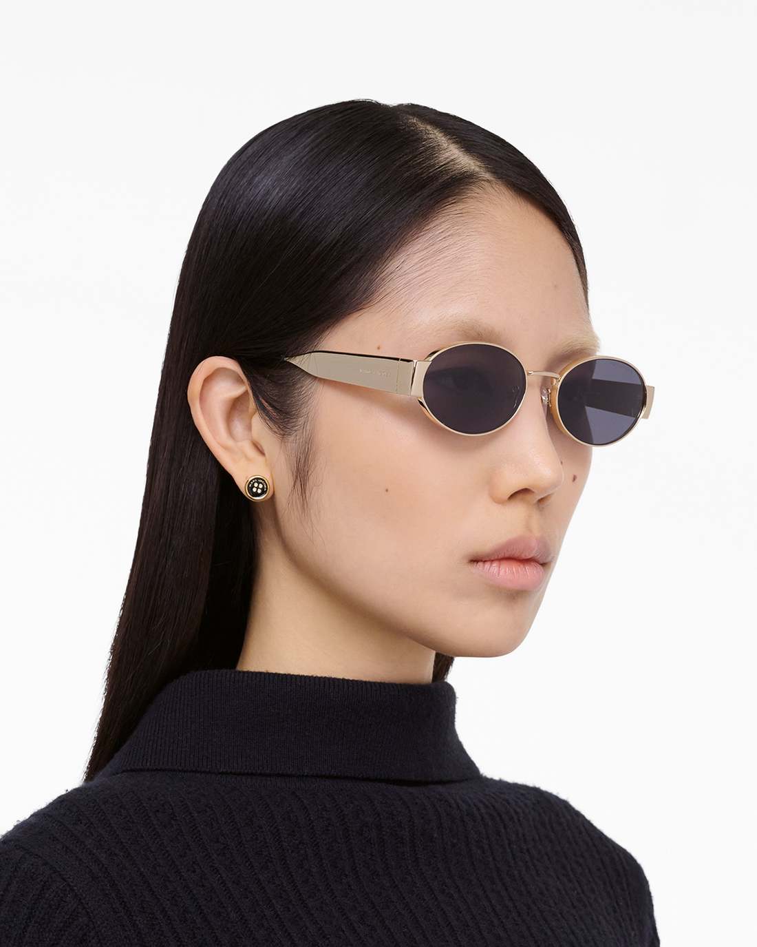 The Classic Logo Round Sunglasses Black/Gold Marc Jacobs