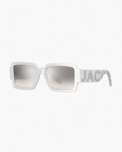 The Bold Logo Square Mirrored Sunglasses White/Grey Marc Jacobs
