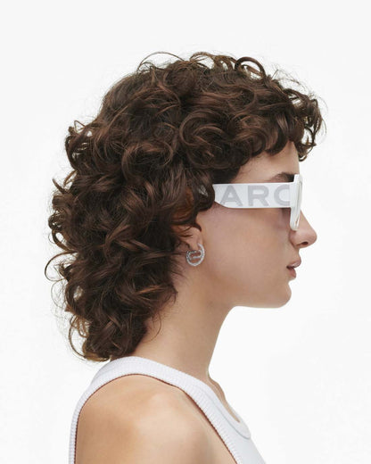 The Bold Logo Square Mirrored Sunglasses White/Grey Marc Jacobs