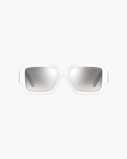 The Bold Logo Square Mirrored Sunglasses White/Grey Marc Jacobs