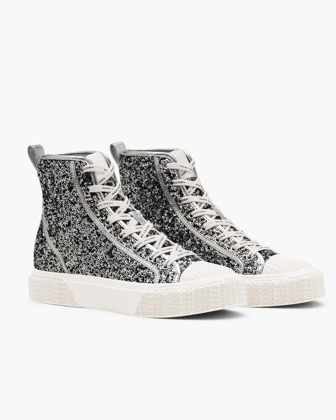 The Sequin High Top Sneaker Silver Marc Jacobs