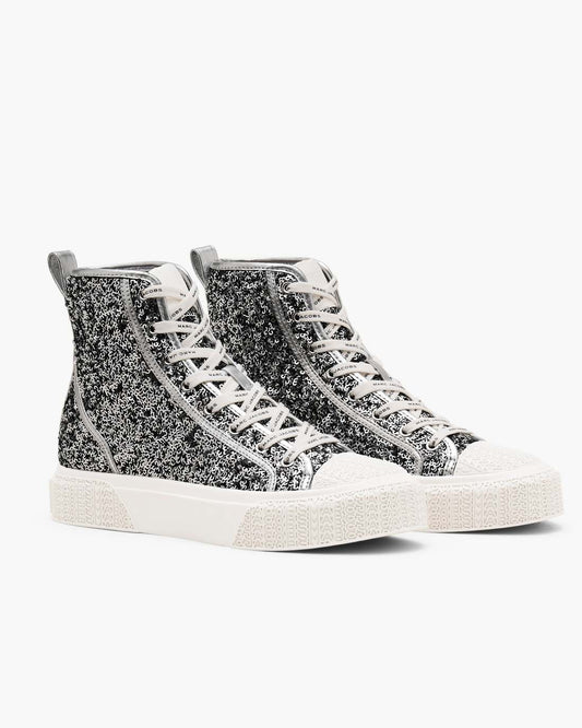 The Sequin High Top Sneaker Silver Marc Jacobs