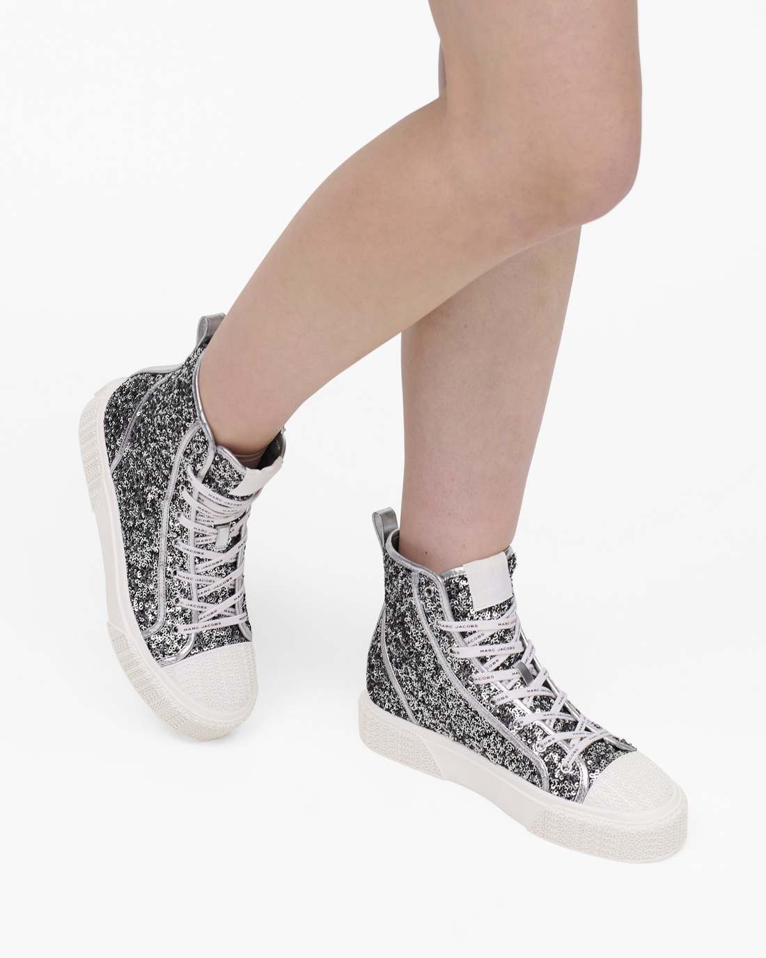 The Sequin High Top Sneaker Silver Marc Jacobs