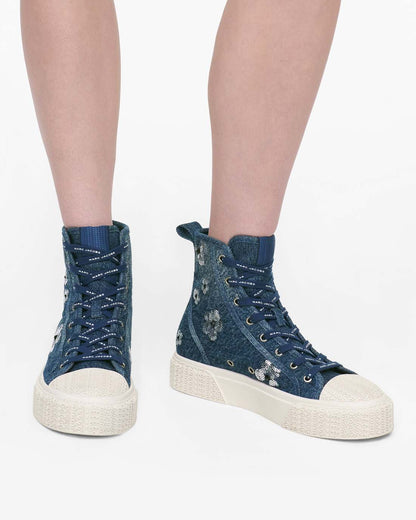 The Sequin Daisy Denim High Top Sneaker Vintage Indigo Marc Jacobs