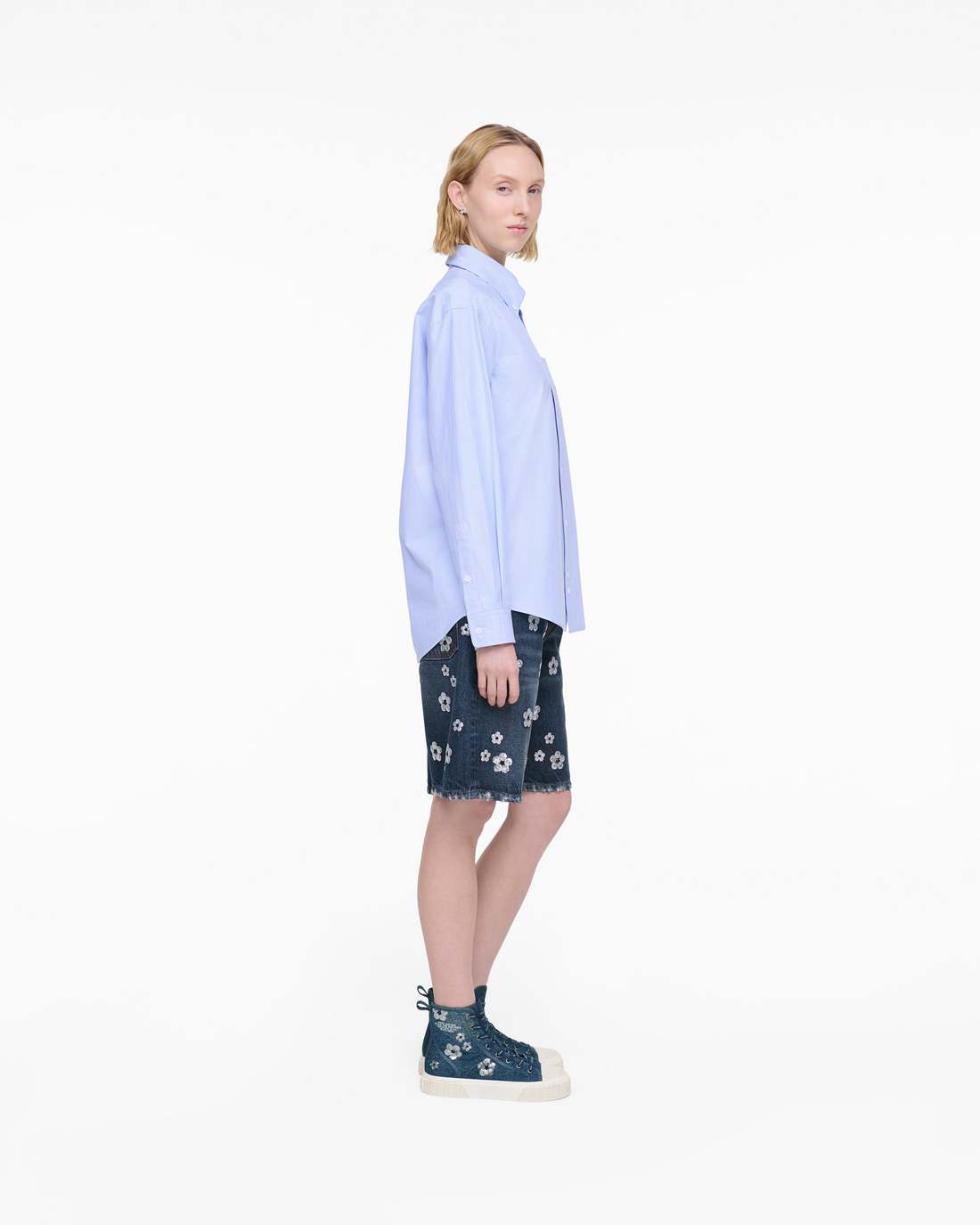The Sequin Daisy Denim High Top Sneaker Vintage Indigo Marc Jacobs