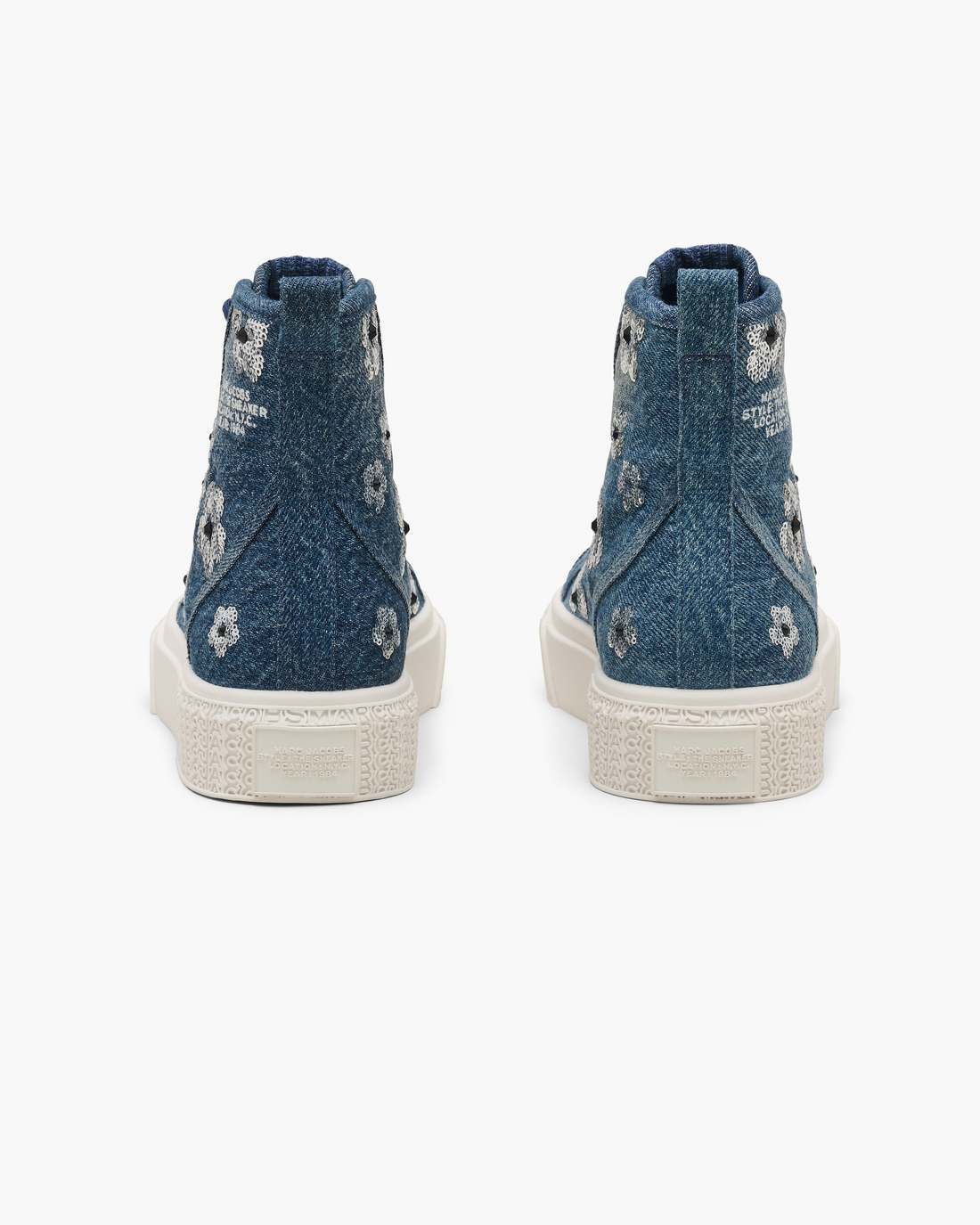 The Sequin Daisy Denim High Top Sneaker Vintage Indigo Marc Jacobs