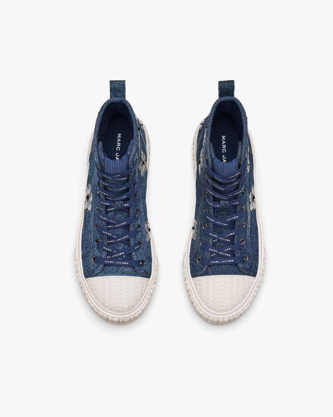 The Sequin Daisy Denim High Top Sneaker Vintage Indigo Marc Jacobs