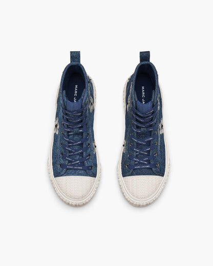 The Sequin Daisy Denim High Top Sneaker Vintage Indigo Marc Jacobs