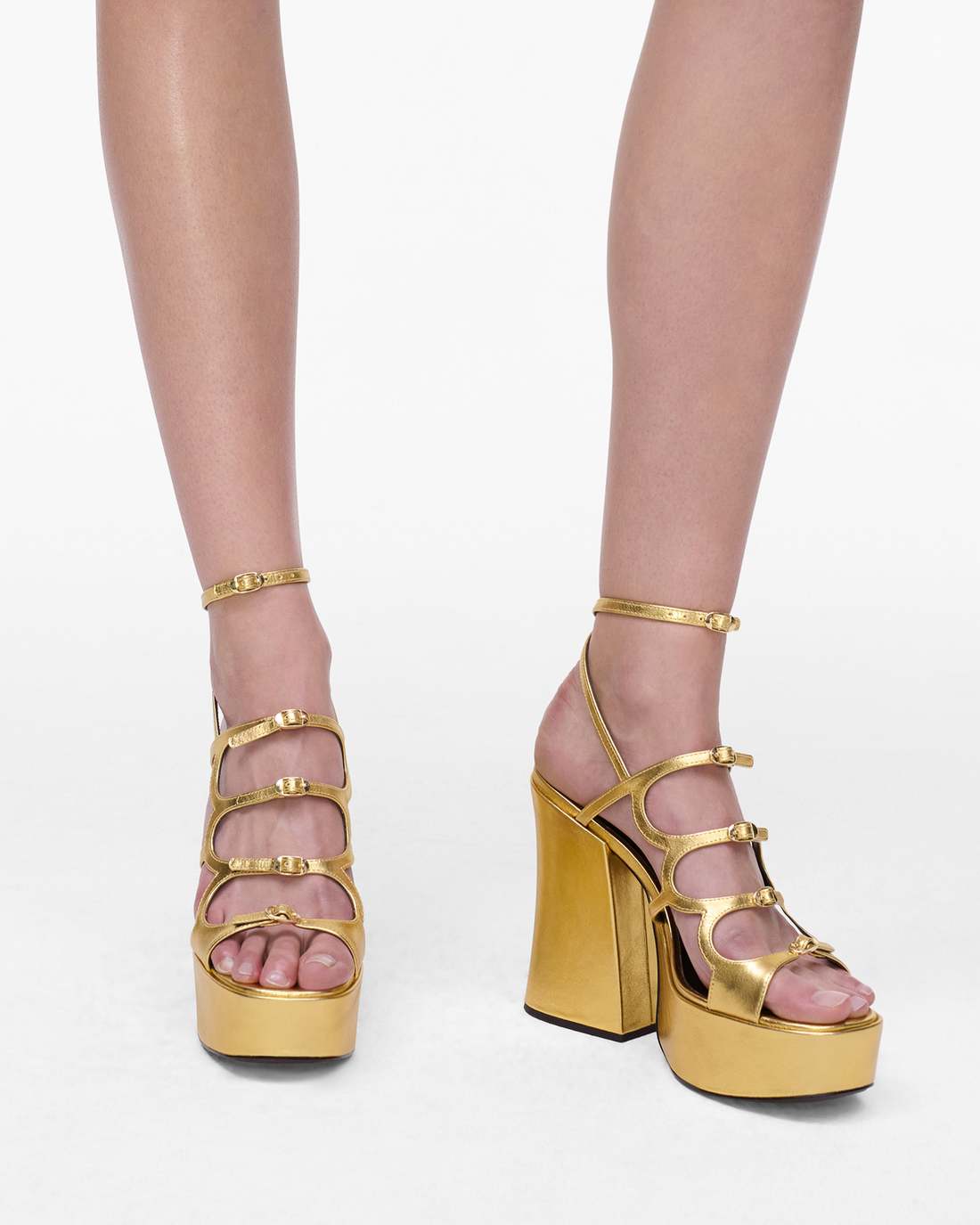 The Metallic Leather Kiki Platform Sandal Gold Marc Jacobs