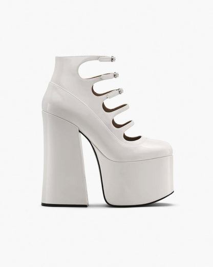 The Patent Leather Kiki Ankle Boot White Marc Jacobs
