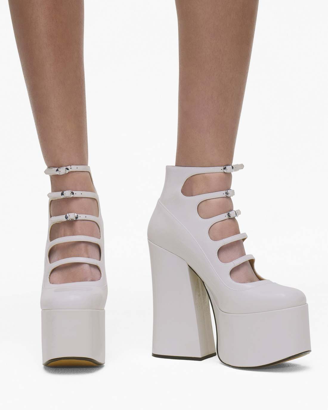 The Patent Leather Kiki Ankle Boot White Marc Jacobs