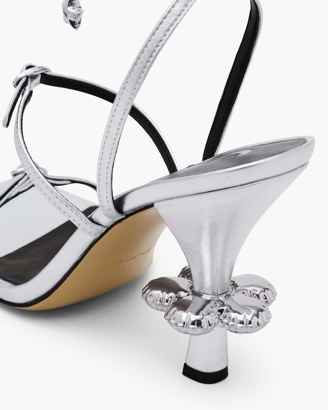 The Metallic Leather Daisy Heel Silver Marc Jacobs