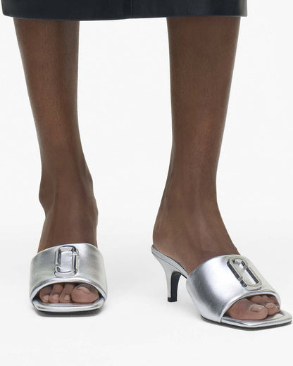 The Metallic J Marc Heeled Sandal Silver Marc Jacobs