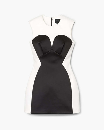 Seamed Up Satin Dress Black/White Marc Jacobs
