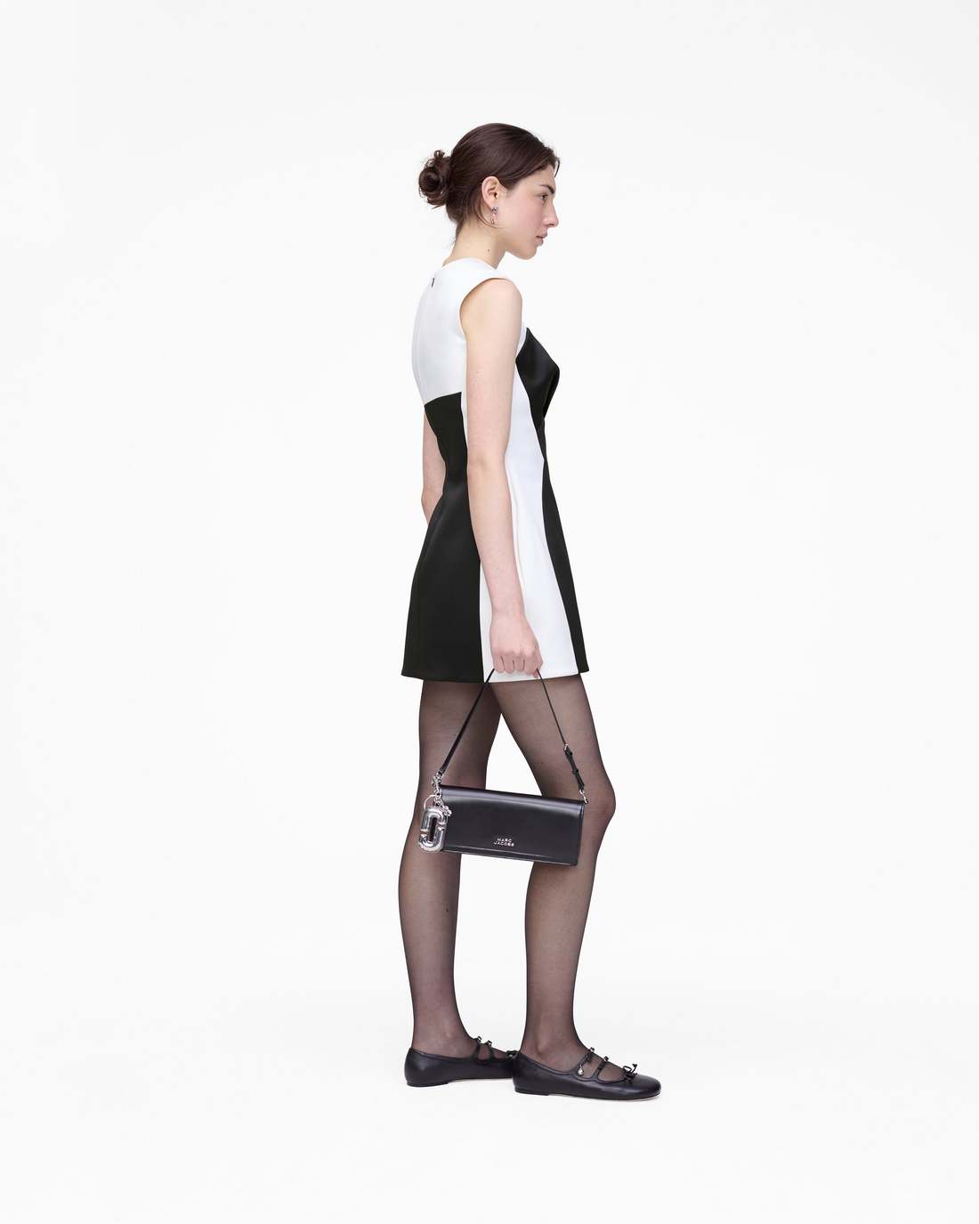 Seamed Up Satin Dress Black/White Marc Jacobs
