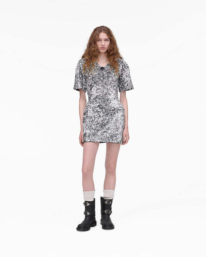 Sequin V-Neck Knit Dress Silver Marc Jacobs