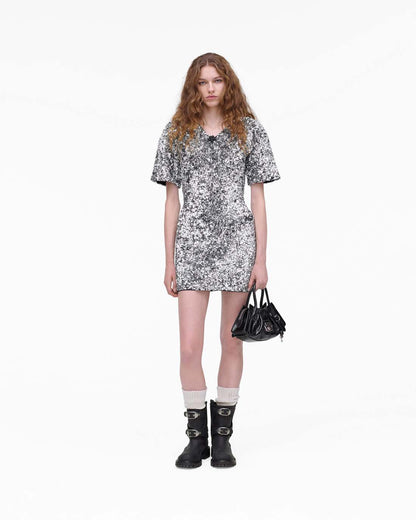 Sequin V-Neck Knit Dress Silver Marc Jacobs