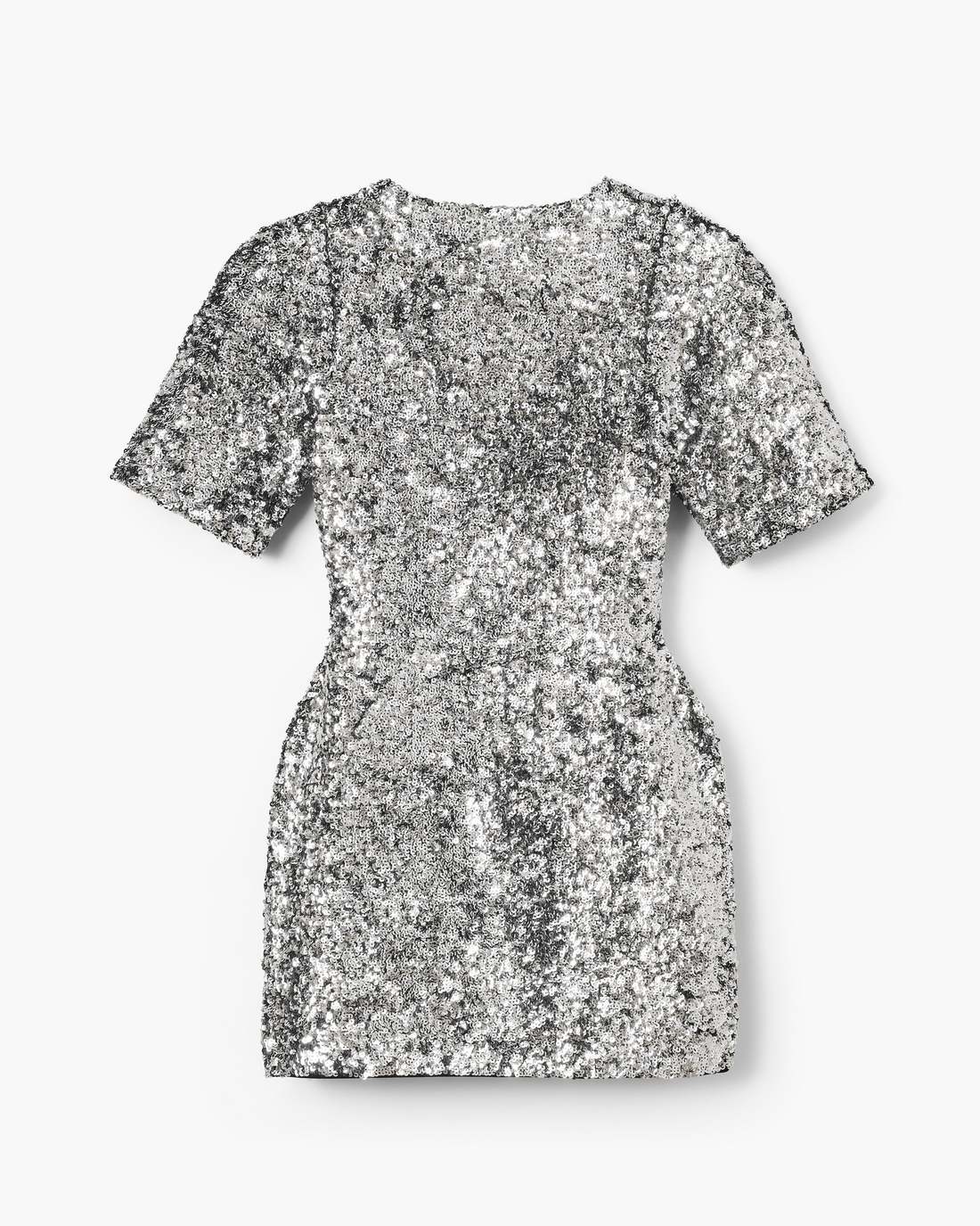 Sequin V-Neck Knit Dress Silver Marc Jacobs