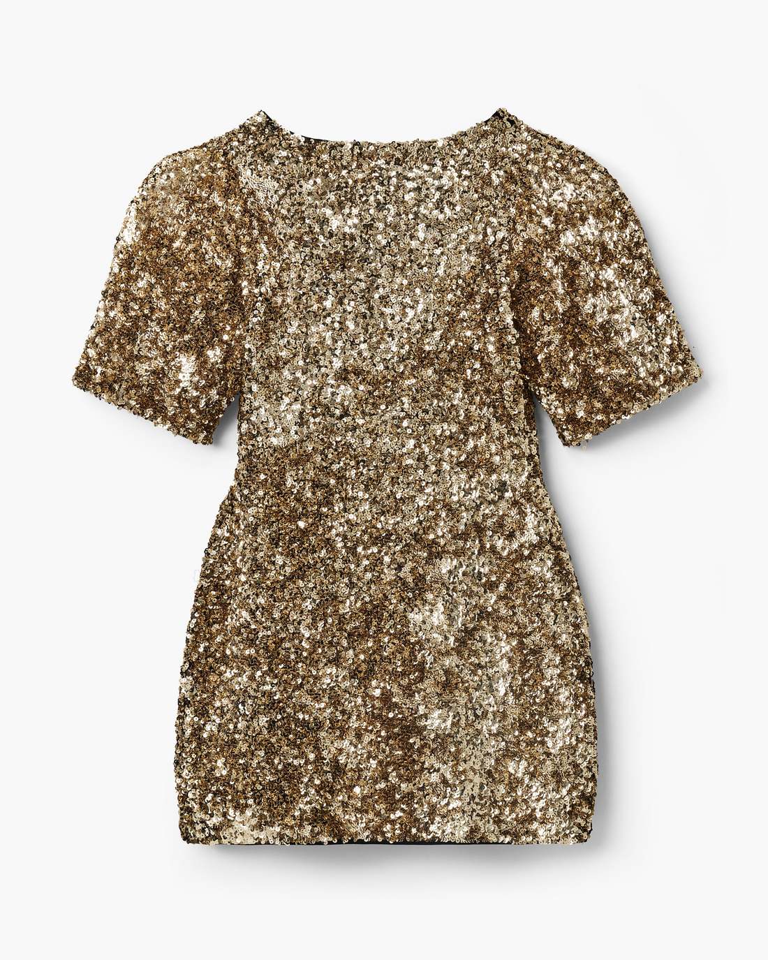 Sequin V-Neck Knit Dress Gold Marc Jacobs