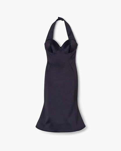 Sculpted Satin Halter Dress Black Marc Jacobs