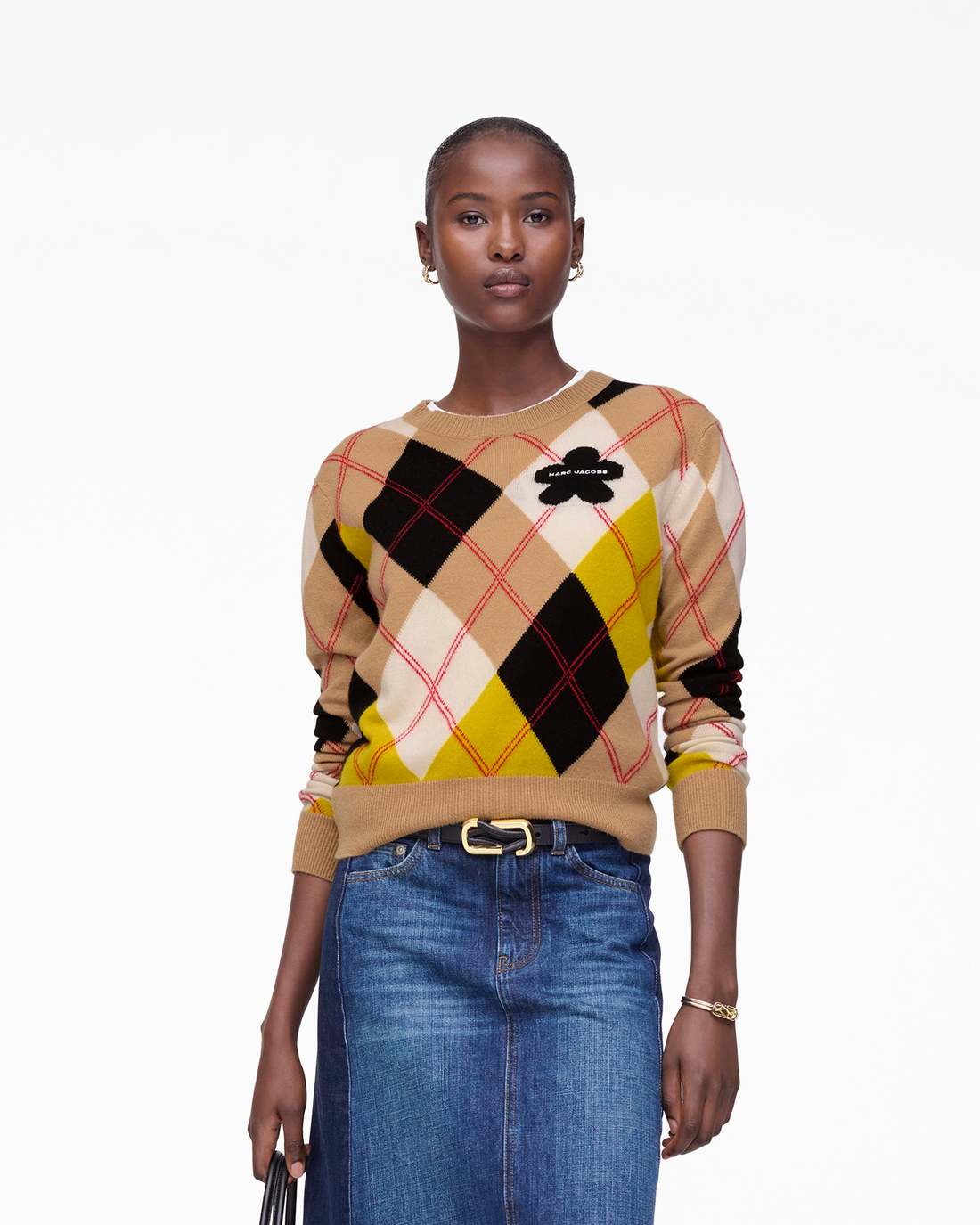 Preppy Daisy Argyle Crewneck Joy Yellow Multi Marc Jacobs