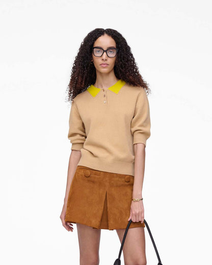 Trompe L'Oeil Knit Polo Camel Marc Jacobs