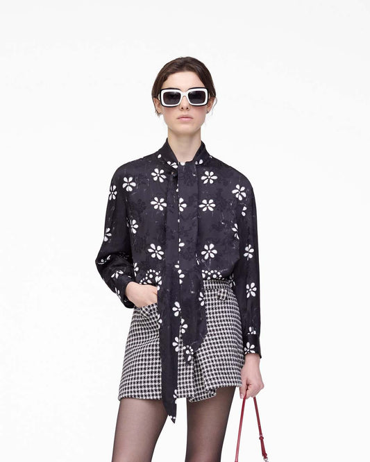 Trompe L'Oeil Eyelet Bow Blouse Black/White Marc Jacobs