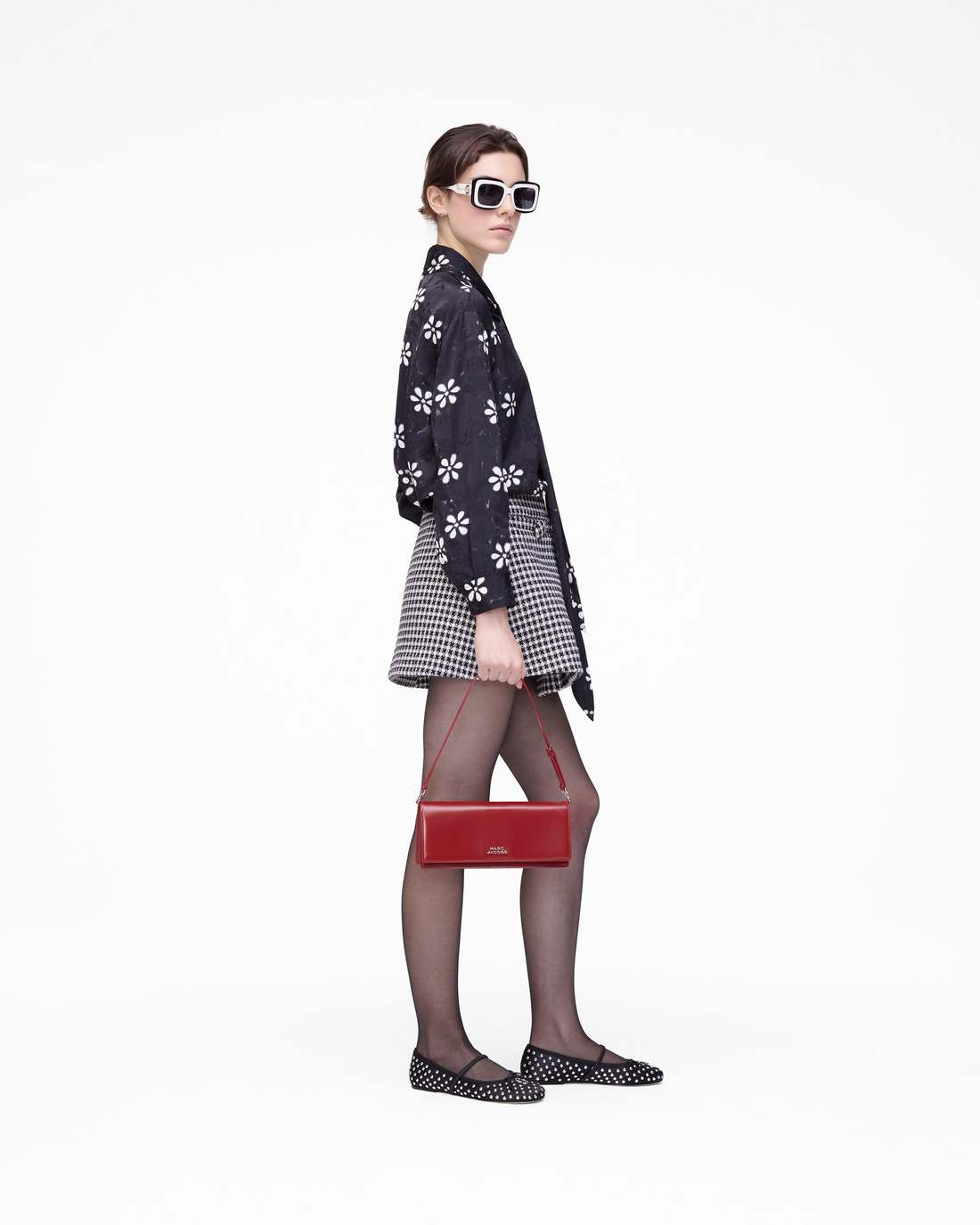 Trompe L'Oeil Eyelet Bow Blouse Black/White Marc Jacobs