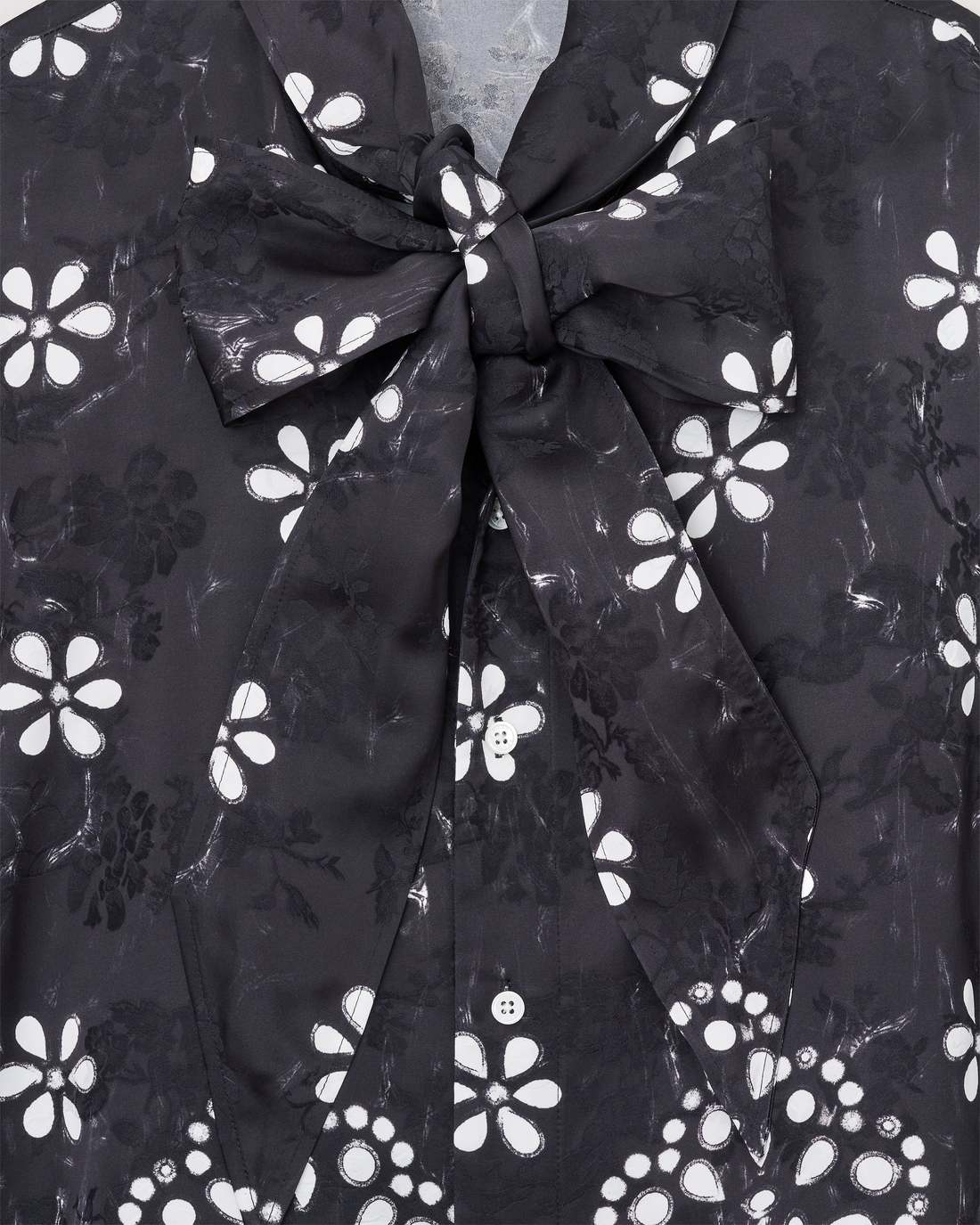 Trompe L'Oeil Eyelet Bow Blouse Black/White Marc Jacobs