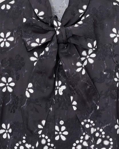 Trompe L'Oeil Eyelet Bow Blouse Black/White Marc Jacobs