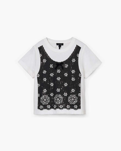 Trompe L'Oeil Eyelet Slim Tee White Multi Marc Jacobs
