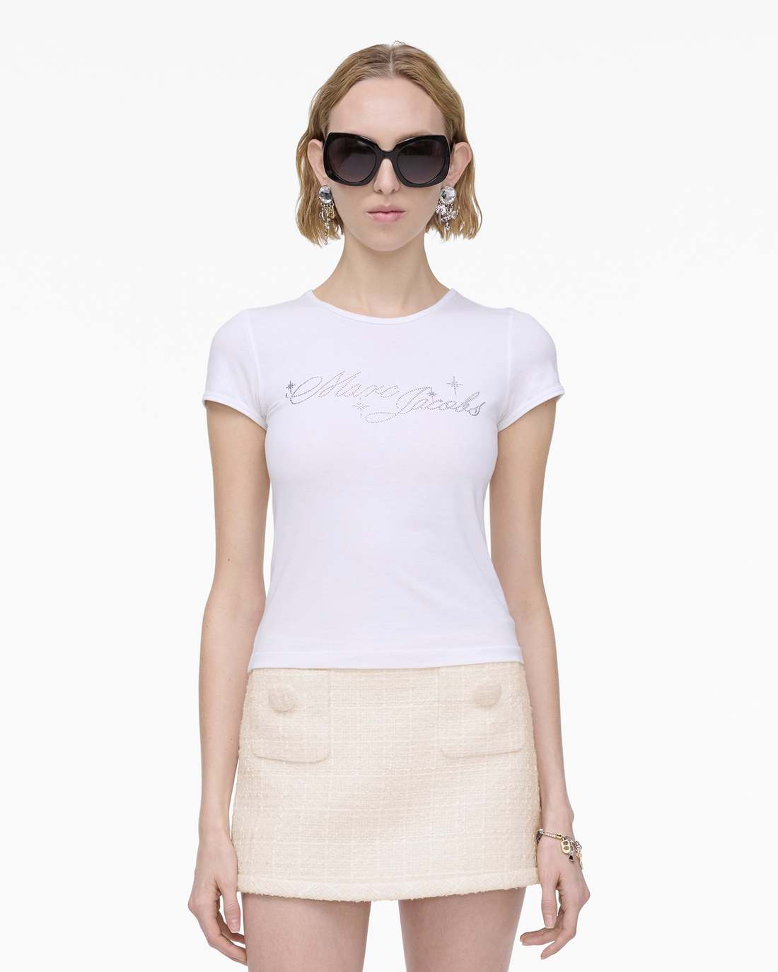 Charm Logo Shrunken Tee White Marc Jacobs