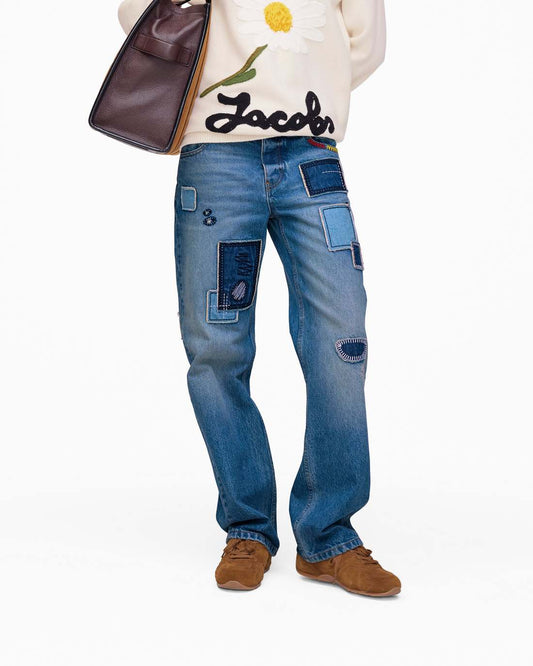 Patchwork Straight Jean Bright Indigo Marc Jacobs