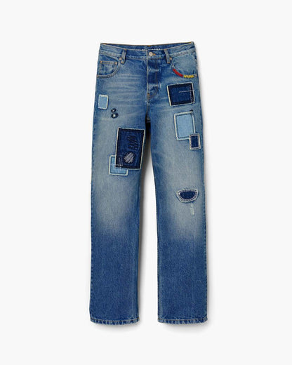 Patchwork Straight Jean Bright Indigo Marc Jacobs