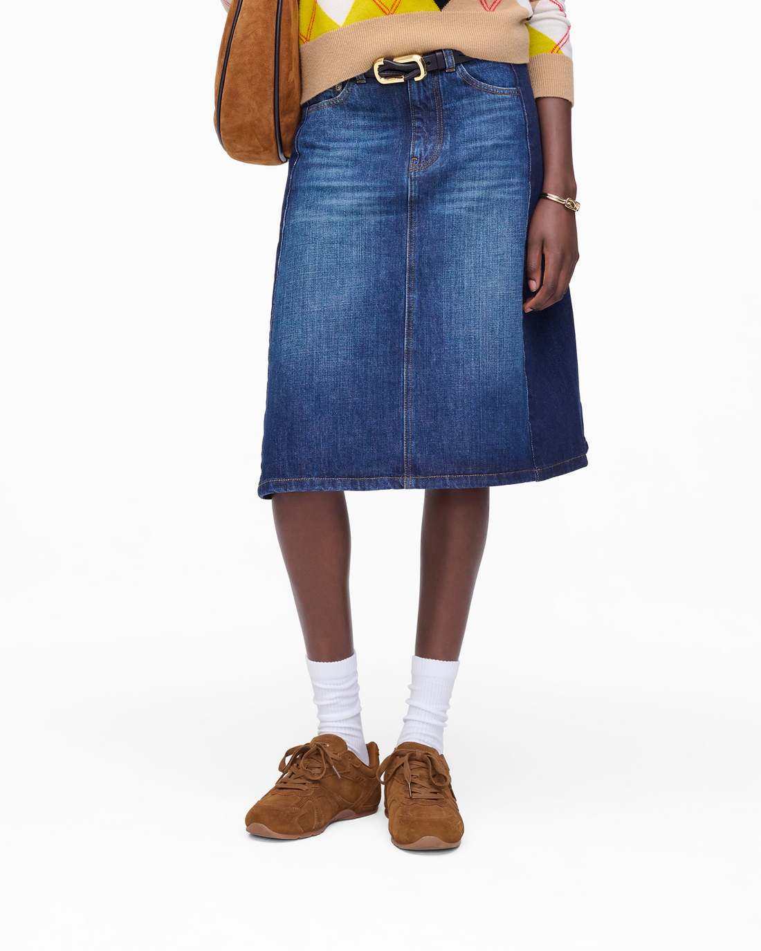 Two Tone Shadow Denim Skirt Dark Slub Indigo Marc Jacobs