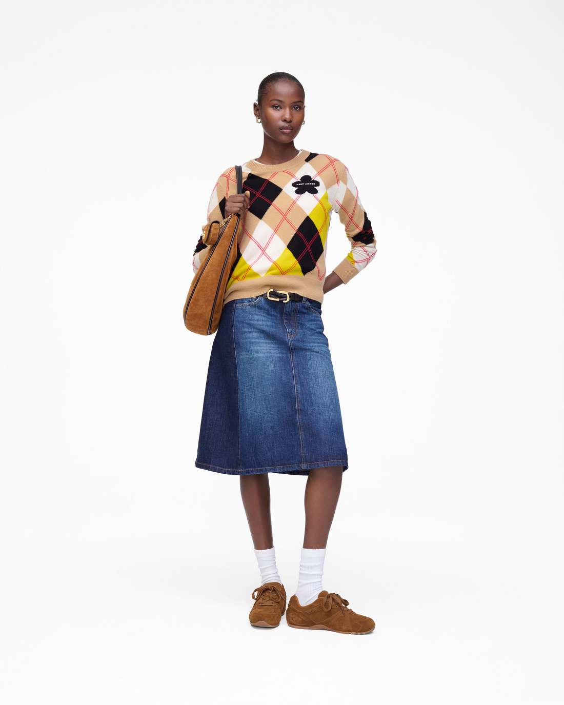 Two Tone Shadow Denim Skirt Dark Slub Indigo Marc Jacobs