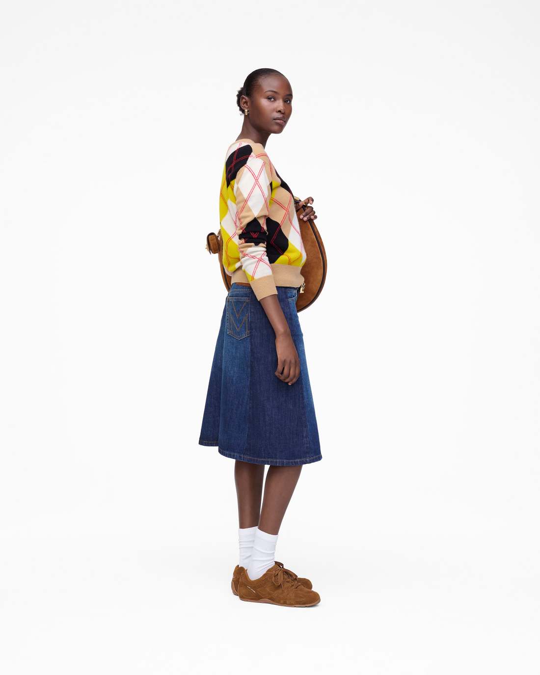 Two Tone Shadow Denim Skirt Dark Slub Indigo Marc Jacobs