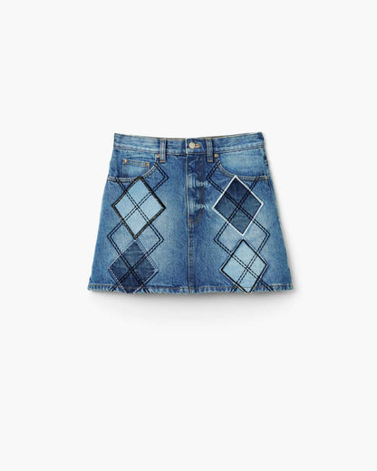 Argyle Patchwork Mini Skirt Bright Indigo Marc Jacobs